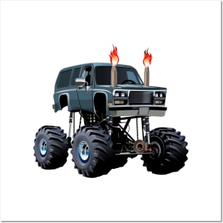 Cartoon monster truck Posters and Art